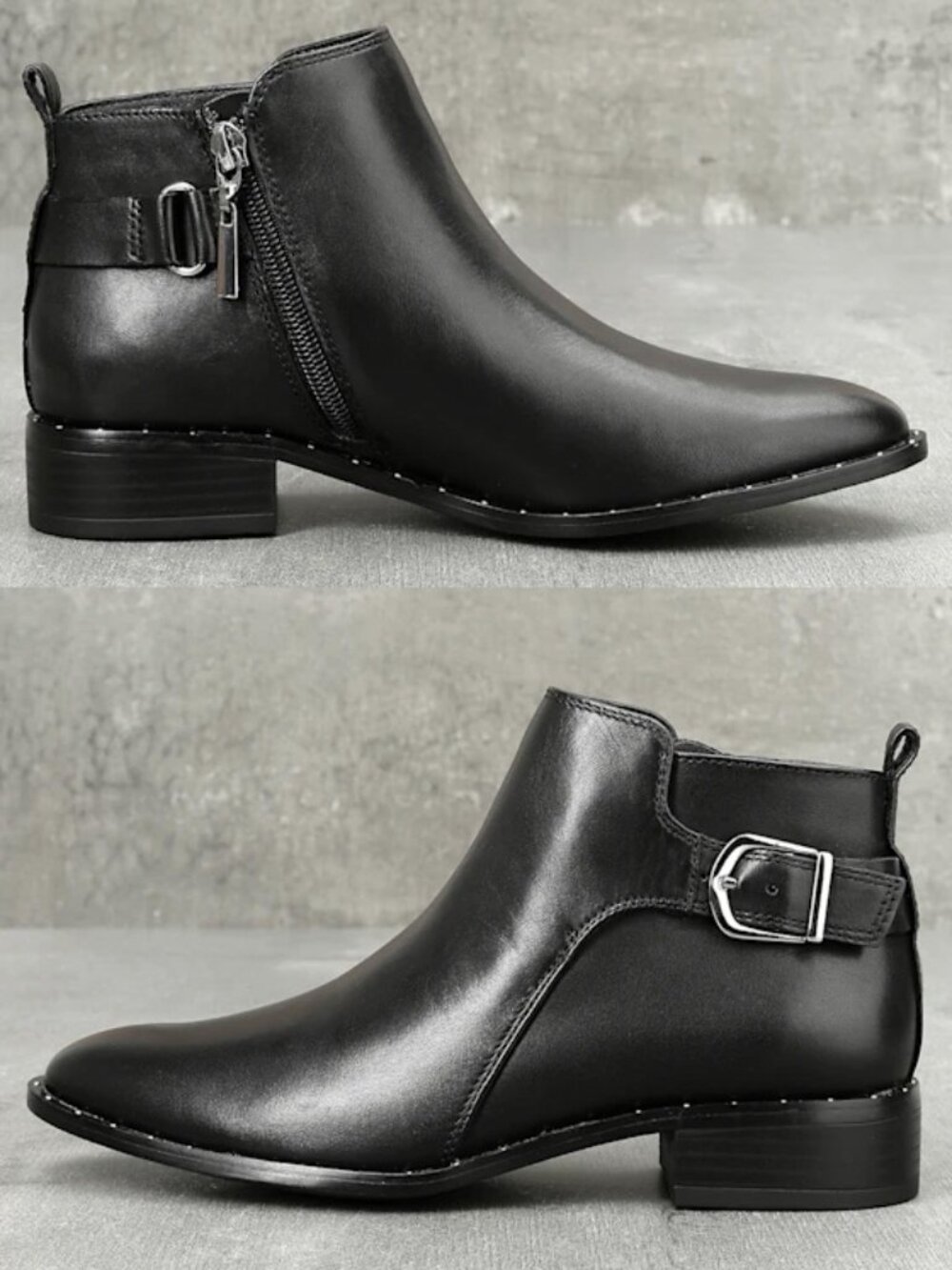 Steven by Steve Madden Clio Black Leather Ankle Boots Chelsea Size 8.5M Buckle